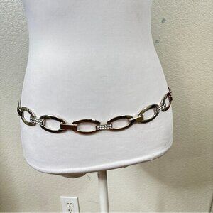 Juliana Collezione Black BELT Silver Crystal Studded Italian Leather Skinny SM